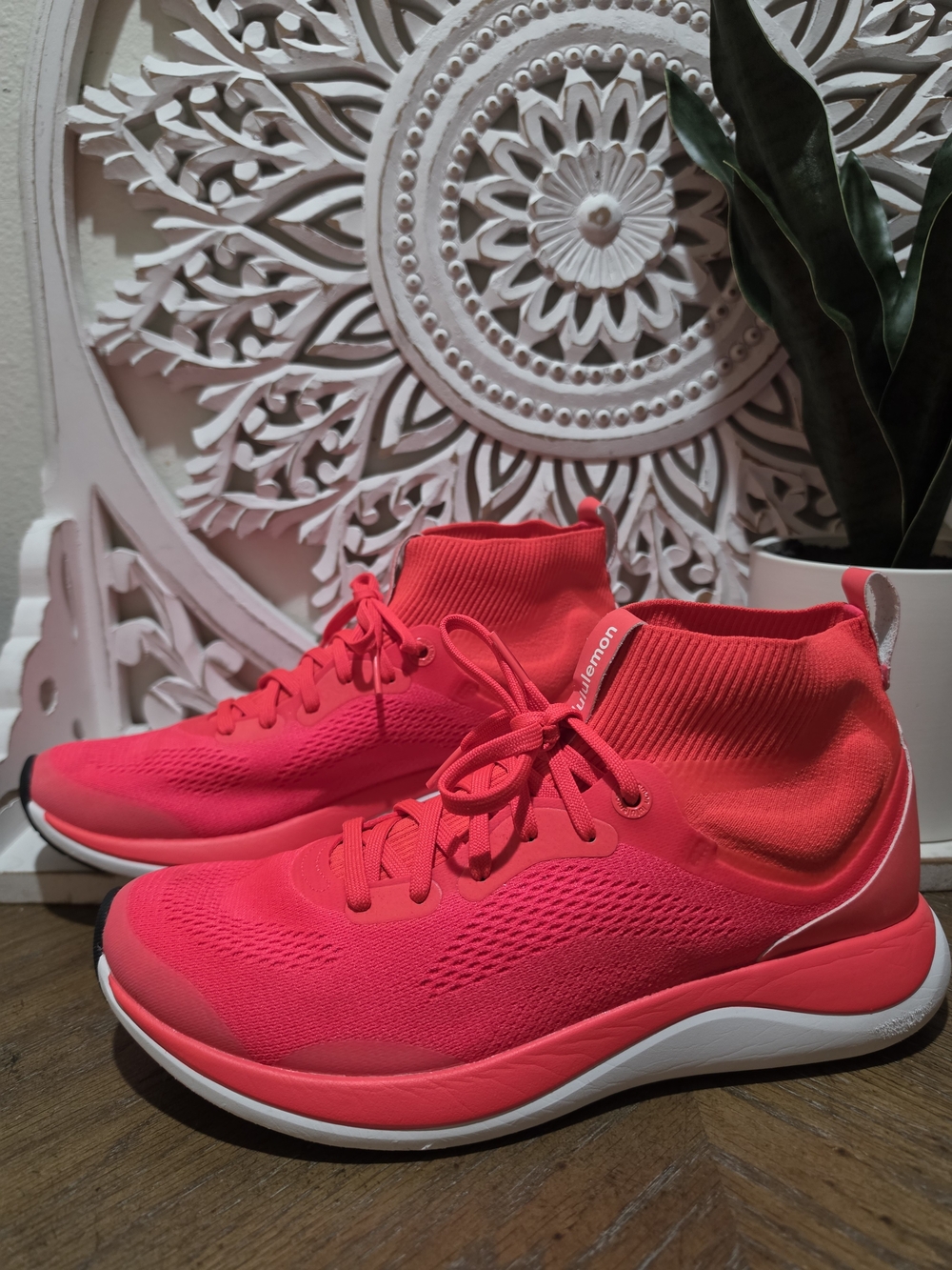 Lululemon Athletic High-Top Knit Sneaker - Vibrant Coral Womens Size 10